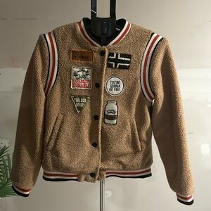 Fleece bomber jacket with Patches